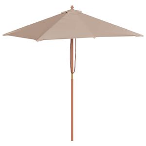vidaXL Ombrellone da Esterni con Palo in Legno 150x200 cm Tortora