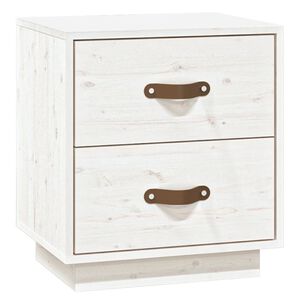 vidaXL Comodino Bianco 40x34x45 cm in Legno Massello di Pino