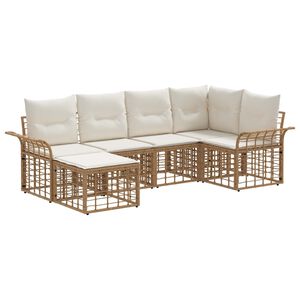 vidaXL Set di divani da esterno 6 pz Naturale e Bianco Crema