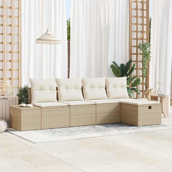 vidaXL Set di divani con cuscino 5 pcs polyrattan