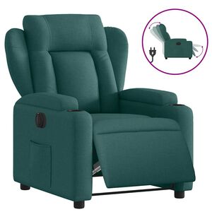 vidaXL Poltrona Elettrica Reclinabile Verde Scuro in Tessuto