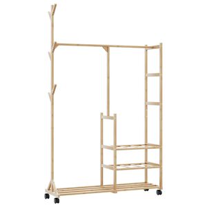 vidaXL Appendiabiti con Ripiani e Ruote 100x38x175,5 cm in Bamb&ugrave;