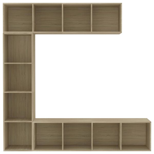 vidaXL Set Mobili Libreria/Porta TV 3 pz Rovere Sonoma 180x30x180 cm