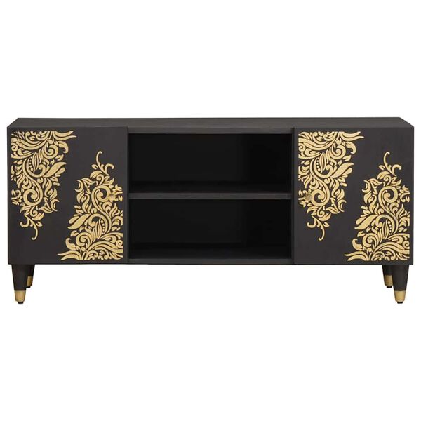 vidaXL Mobile TV Nero 105 x 33 x 46 cm Legno di mango massello