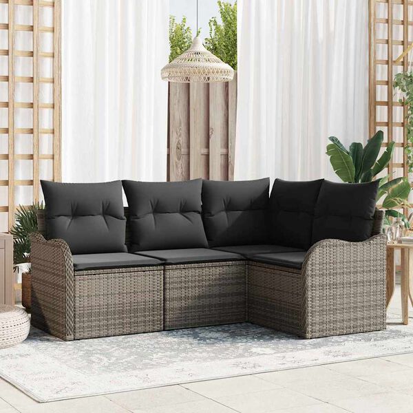 vidaXL Set Divano da Giardino 4 pcs Grigio polyrattan