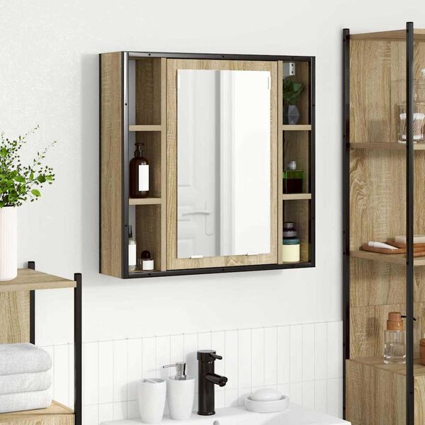 vidaXL Mobiletto per specchio da bagno Beige 60 x 16 x 60 cm