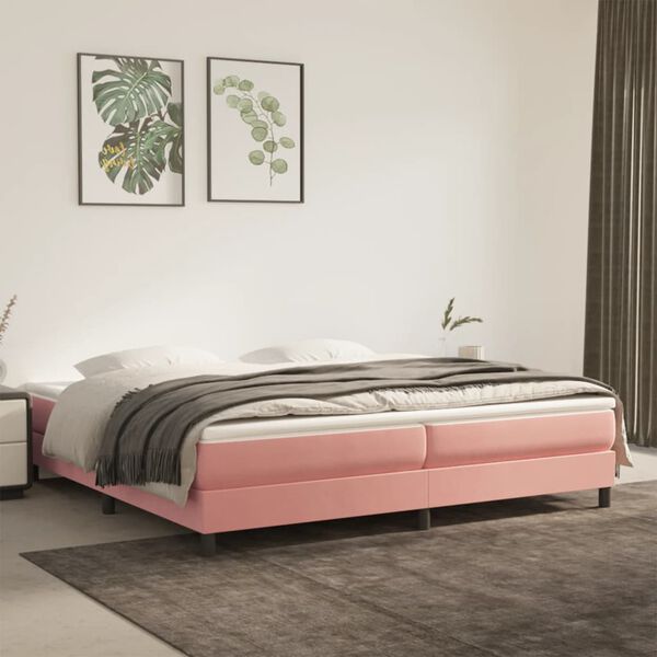 vidaXL Giroletto a Molle con Materasso Rosa 200x200 cm in Velluto