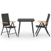 vidaXL Set da Pranzo da Giardino 3 pz Nero e Marrone