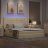 vidaXL Letto con luci a strisce a LED Crema 180 x 200 cm Tessuto