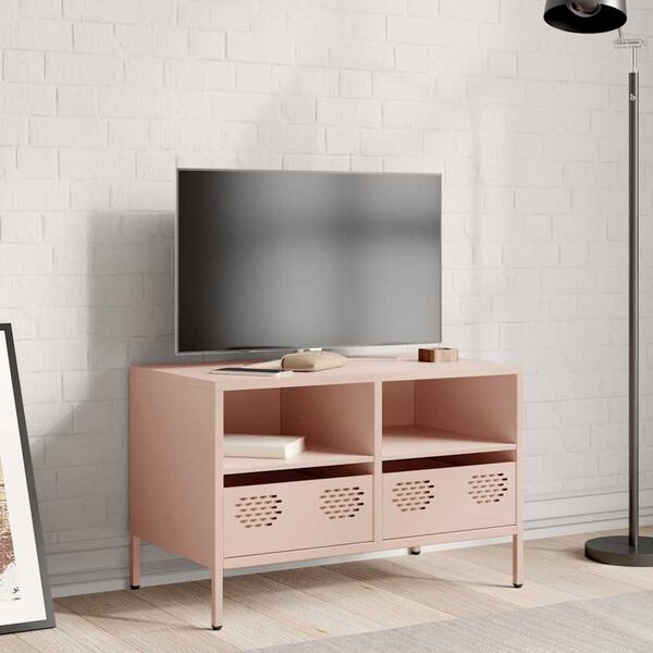vidaXL Mobile TV Rosa 68x39x43,5cm in Acciaio Laminato a Freddo