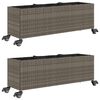 vidaXL Fioriere da Giardino Ruote 2pz Grigie 107x32x38 cm Polyrattan