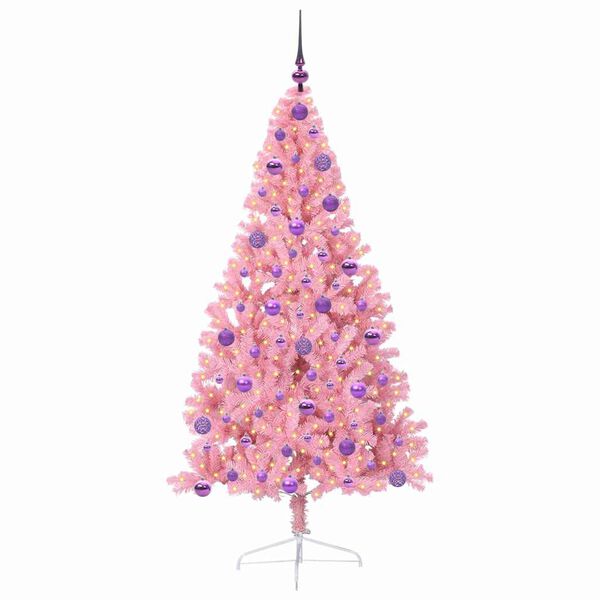 vidaXL Albero di Natale artificiale con luci integrate Rosa 180 cm PVC