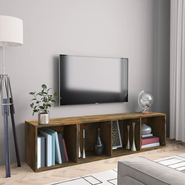 vidaXL Libreria/Mobile TV Rovere Fumo 143x30x36cm in Legno Multistrato