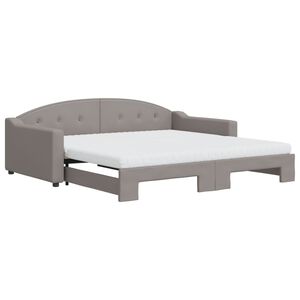 vidaXL Divano Letto Estraibile con Materassi Tortora 100x200cm Tessuto