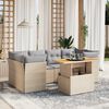 vidaXL Set Divani da Giardino 7 pz con Cuscini Beige in Polyrattan