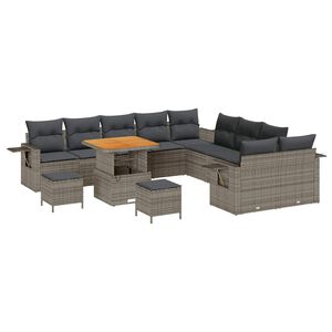 vidaXL Set Divano da Giardino 13 pcs Grigio polyrattan