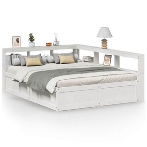 vidaXL Letto Libreria senza Materasso Bianco 160x200 cm Legno di Pino