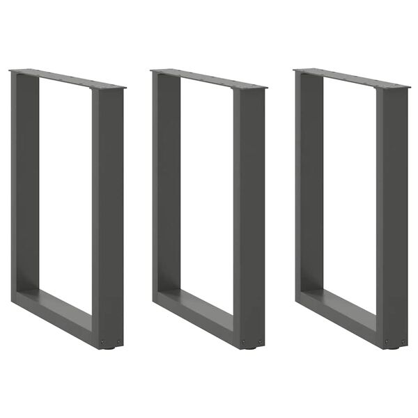 vidaXL Gambe per tavolo da pranzo a forma di U 3 pz Antracite 70x(72-73) cm Acciaio