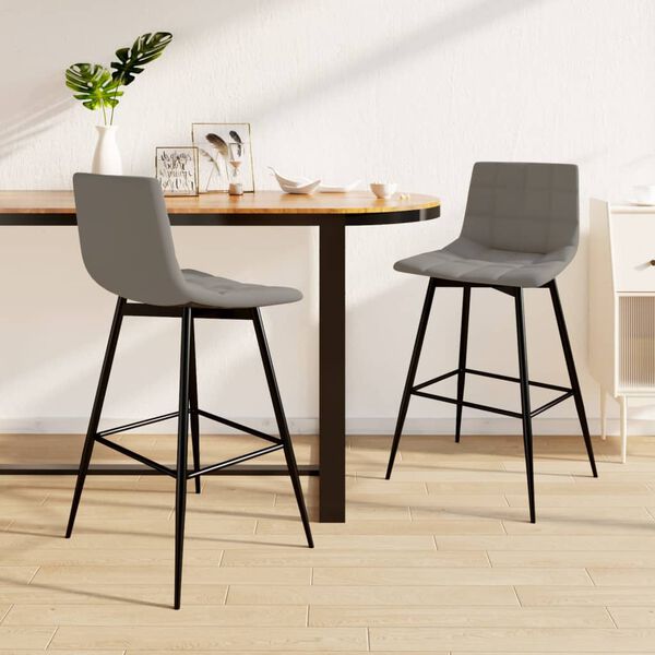 vidaXL Sgabelli da Bar 2 pz Grigio Chiaro in Velluto