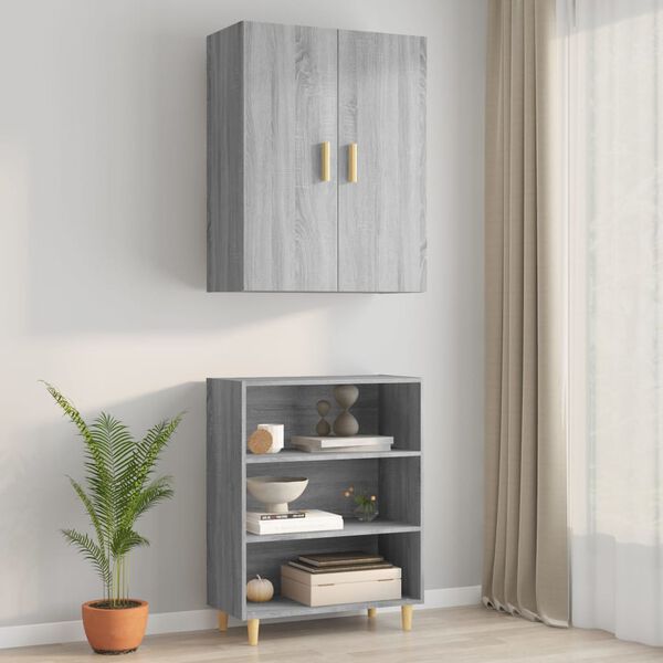vidaXL Armadietto Pensile a Parete Grigio Sonoma 69,5x34x90 cm