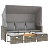 vidaXL Divano Giardino 3 Posti con Tetto e Sgabelli Grigio Polyrattan