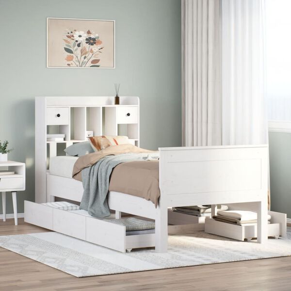 vidaXL Letto Libreria senza Materasso Bianca 90x200 cm Legno di Pino