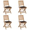 vidaXL Sedie da Giardino Pieghevoli 4 pz con Cuscini Massello Acacia