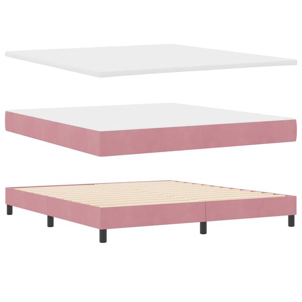 vidaXL Letto a molle con materasso Rosa 180 x 200 cm Velluto