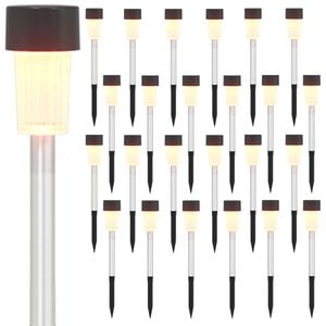 vidaXL Luci solari da esterno con picchetto 24 pz Bianco caldo 29,5 cm