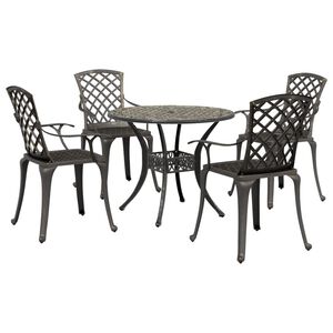 vidaXL Set da Pranzo da Giardino 5 pz Bronzo in Alluminio Pressofuso
