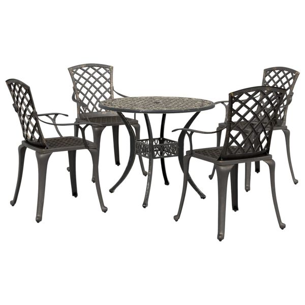 vidaXL Set da Pranzo da Giardino 5 pz Bronzo in Alluminio Pressofuso