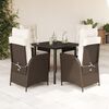 vidaXL Set da Pranzo da Giardino 5pz con Cuscini in Polyrattan Marrone