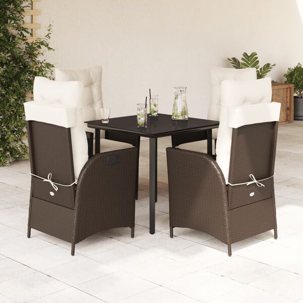 vidaXL Set da Pranzo da Giardino 5pz con Cuscini in Polyrattan Marrone