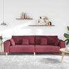 vidaXL Divano con cuscino Rosso Vino 250 x 77 x 76 cm Tessuto