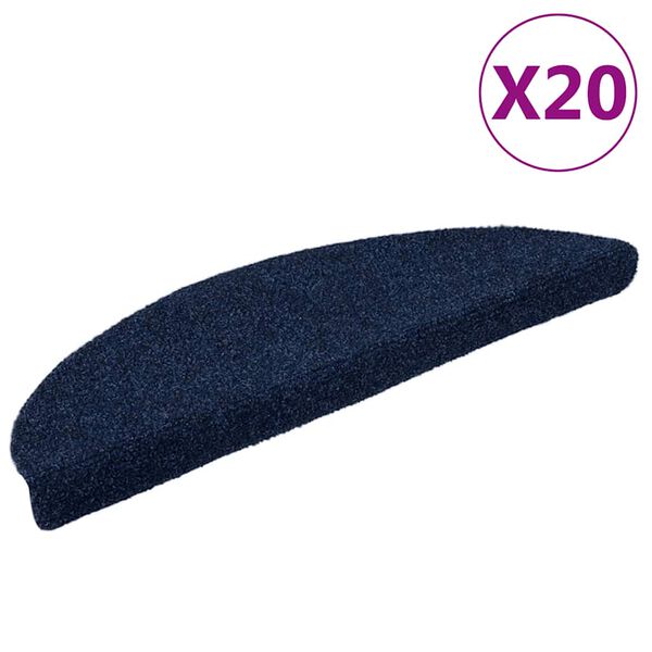 vidaXL Tappetini per scale autoadesivi 20 pz 56x17x3 cm blu navy semicircolari