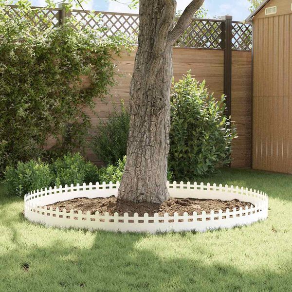 vidaXL Bordure per prato 10 pcs Bianco 103 x 0,05 x 22 cm Acciaio