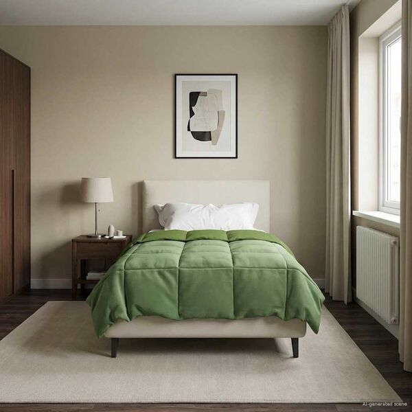 vidaXL Duvet Invernale Trapuntato Verde 155 x 200 cm Microfibra