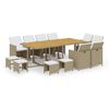 vidaXL Set da Pranzo da Giardino 13 pz con Cuscini in Polyrattan Beige