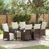 vidaXL Set da Pranzo per Giardino con cuscino 7 pcs Marrone polyrattan