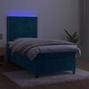 vidaXL Letto a Molle con Materasso e LED Blu Scuro 90x200cm in Velluto