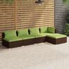 vidaXL Set Divani da Giardino 5 pz con Cuscini in Polyrattan Marrone