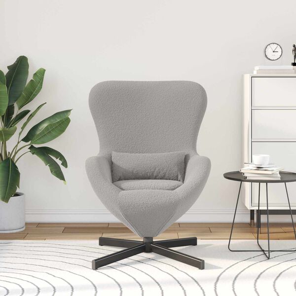 vidaXL Poltrona uovo Grigio chiaro 63 x 73 x 90 cm Tessuto