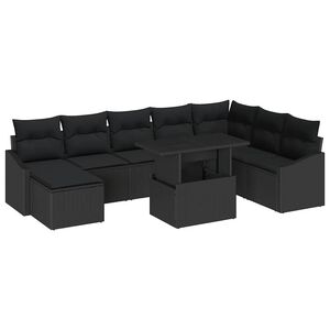 vidaXL Set Divano da Giardino 9 pz Nero