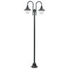 vidaXL Lampione da Giardino E27 220 cm Alluminio 2 Lampade Verde Scuro