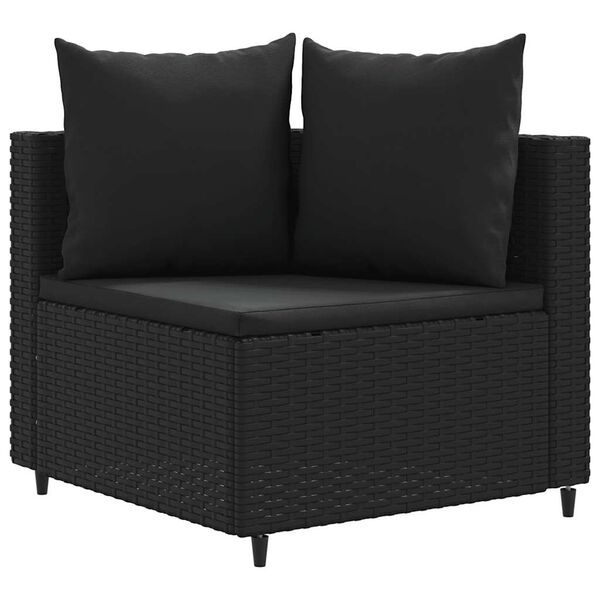 vidaXL Set Divano da Giardino 6 pz con Cuscini Nero in Polyrattan