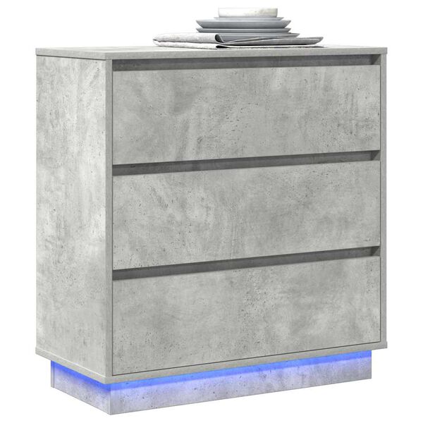 vidaXL Armadio da Notte con cassetto Grigio cemento 71 x 34,5 x 75 cm