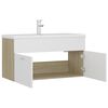 vidaXL Mobile Lavabo Integrato Bianco Rovere Sonoma Legno Multistrato