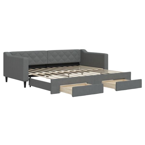 vidaXL Divano Letto Estraibile Cassetti Grigio Scuro 90x200cm Tessuto