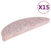 vidaXL Tappetini per scale 15 pz 56x17x3 cm rosa chiaro semicircolari