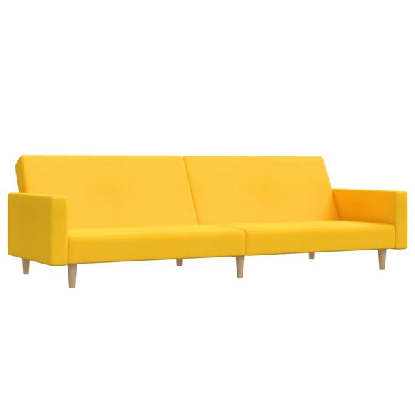 vidaXL Divano Letto a 2 Posti con Poggiapiedi Giallo in Tessuto